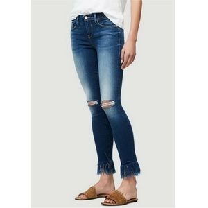 Frame Le Skinny De Jeanne in Lambeth Shredded Raw Denim Size 23